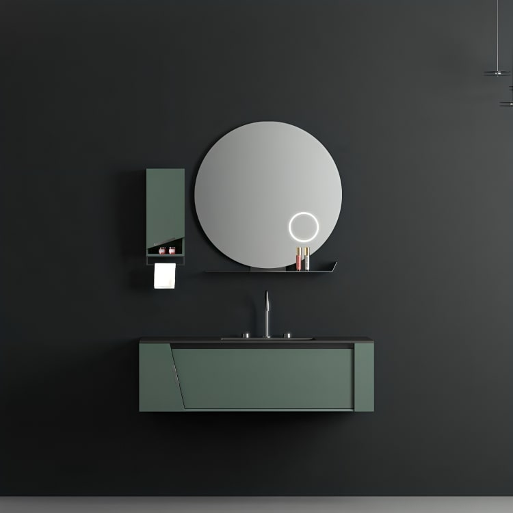 Mueble de baño Renoir en verde Morandi con encimera Calacatta dorada y cierre suave. Diseño artístico, materiales premium y certificaciones internacionales.
SKU: WS815502-120