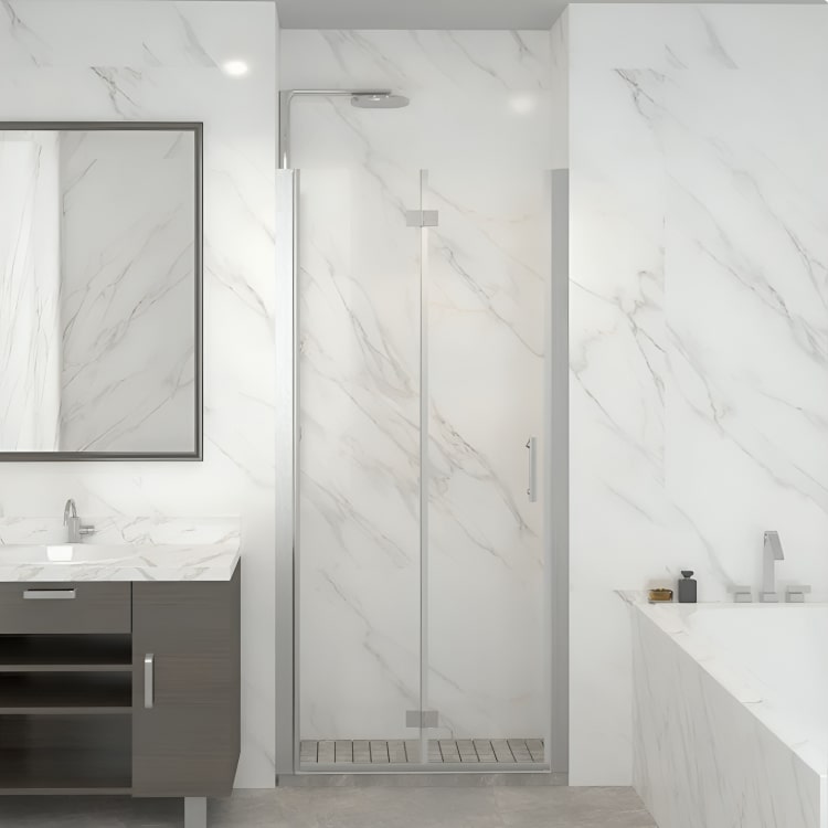 Puerta de ducha plegable Bruselas con vidrio templado de 6 mm. Diseño moderno, cierre magnético y acabados premium en cromo y negro mate.

SKU: AZ11P2