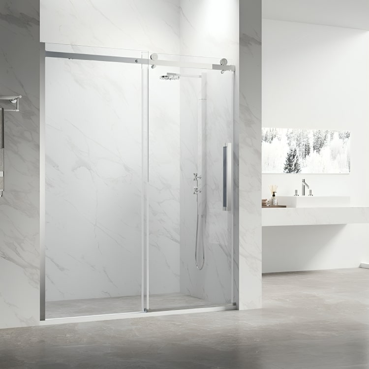 Puerta de ducha Mónaco con vidrio templado de 8 mm, marco de aluminio y capa de nanovidrio. Sistema de poleas silenciosas, amortiguación anticolisión y diseño de lujo.

SKU: BP43P2