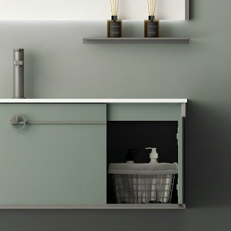 Mueble de baño Rafaello en verde Morandi con encimera de piedra sinterizada y cierre suave. Diseño elegante, materiales premium y certificaciones internacionales.

SKU: WS815300-100